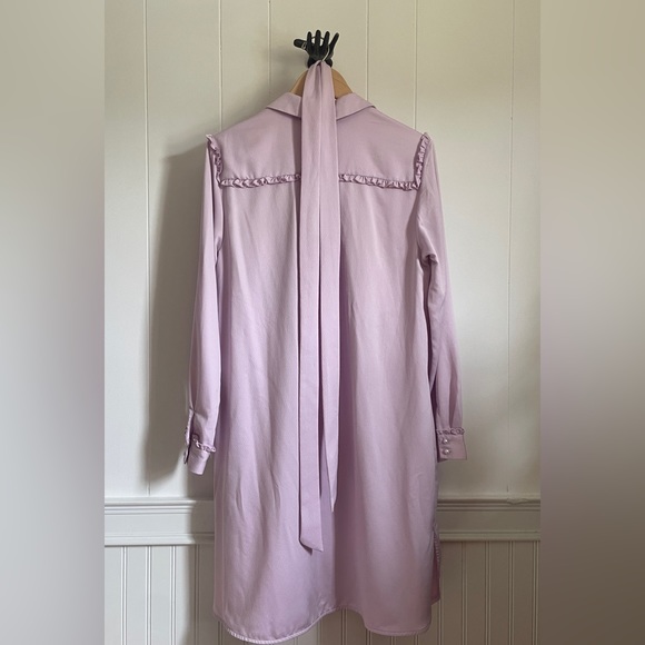 Tristan lavender shirt dress with tie waist. Ruffle detail. L - Picture 11 of 12
